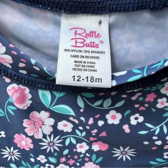 Toddler Girls Ruffle Butts Brand Moonlight Meadow Peplum Rash Guard Size 12-18 M - Picture 3 of 3